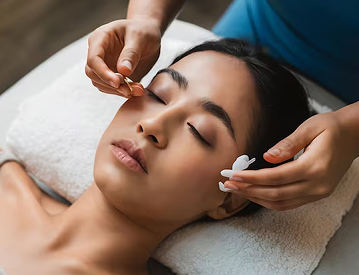 Pressure Point Stimulation During Gua Sha Facial Treatment